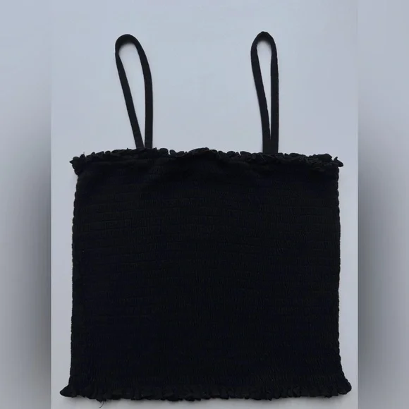 Black Ribbed and Rouched Camisole - Picture 3 of 3